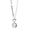 My Little Nature Women's Neutrals / Silver Opal Necklace With Joyful Beaded Chain -  Crystal Gamstone Jewellery - Wed