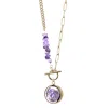 My Little Nature Women's Pink / Purple / Gold Amethyst Necklace With Beaded Amethyst Chain – Gold-plated Jewelry, Tog