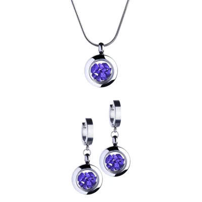 My Little Nature Women's Pink / Purple Handmade Jewelry Gift Set With Natural Purple Stones – Mini Necklace & Earring In Multi