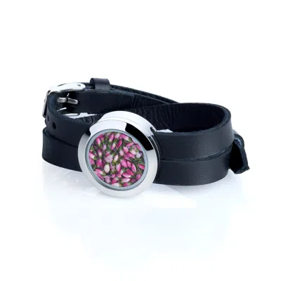 My Little Nature Women's Pink / Purple / Silver Designer Leather Bracelet With Natural Scottish Heather Blossoms – Fl