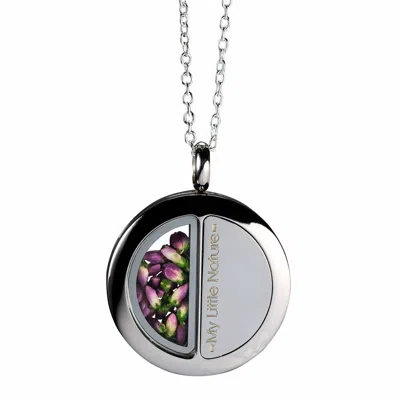 My Little Nature Women's Pink / Purple / Silver Necklace With Natural Scottish Heather Flowers - Flowers Jewellery