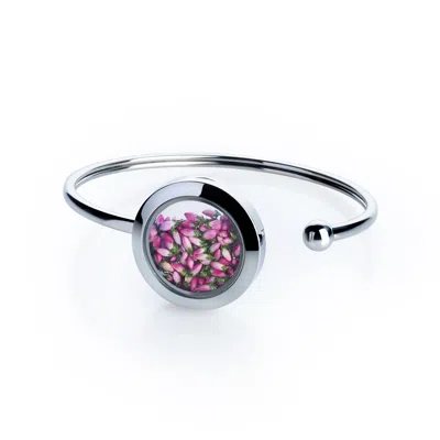 My Little Nature Women's Pink / Purple / Silver Premium Quality Designer Cuff Bracelet With Natural Scottish Heather 