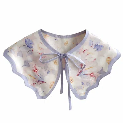 My Little Nature Women's Purple Floral Detachable Collar With Tie Front – Lightweight Elegant Statement Collar