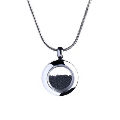 My Little Nature Women's Silver / Black Designer Necklace With Tiny Volcanic Sand – Strength & Healing Jewelry For He