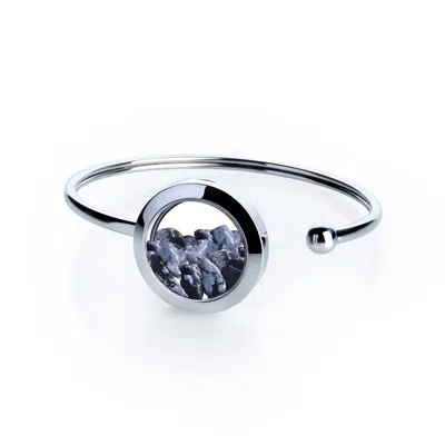 My Little Nature Women's Silver / Black Handmade Snowflake Obsidian Crystal Cuff Bracelet – Stainless Steel Jewelry F In Multi