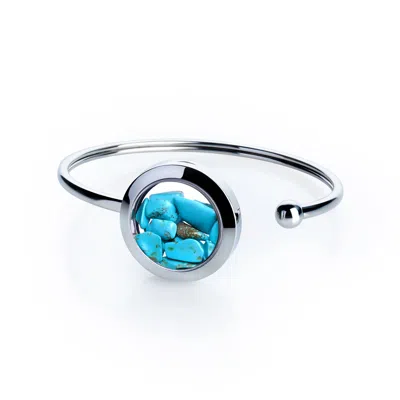 My Little Nature Women's Silver / Blue Designer Jewelry Turquoise Crystal Cuff Bracelet – Stainless Steel Jewelry For In Multi