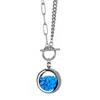 My Little Nature Women's Silver / Blue Handmade Blue Stones Toggle Necklace With Charm – Nature-inspired Jewelry -bir