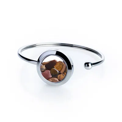 My Little Nature Women's Silver / Brown Designer Tiger's Eye Crystal Cuff Bracelet – Stainless Steel Jewelry For Conf In Multi