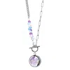 My Little Nature Women's Silver Fluorite Crystal Necklace Handcrafted With Beaded Toggle Clasp & Charm - Gemstone Jew