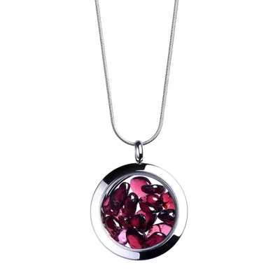 My Little Nature Women's Silver Garnet Pendant Necklace – Passion & Energy Birthstone Necklace - Crystal Necklace