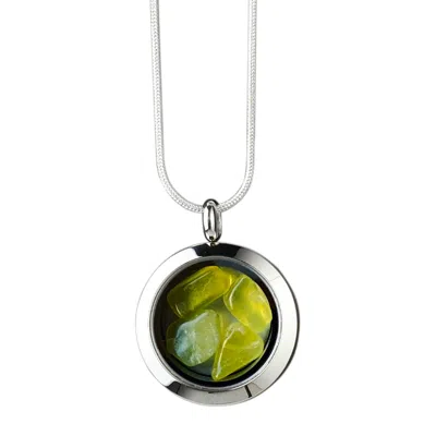 My Little Nature Women's Silver / Green Designer Necklace With Natural Green Nephrite – Unique Handcrafted Jewelry Bo In Multi