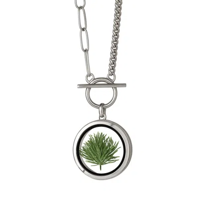 My Little Nature Women's Silver / Green Neklace With Pine Needless - Handmade Necklace
