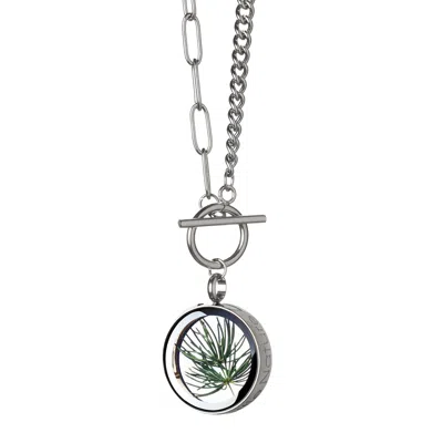 My Little Nature Women's Silver / Green Pine Needles Necklace – Handmade Ethical Jewelry Inspired By Nature's Eternal In Multi