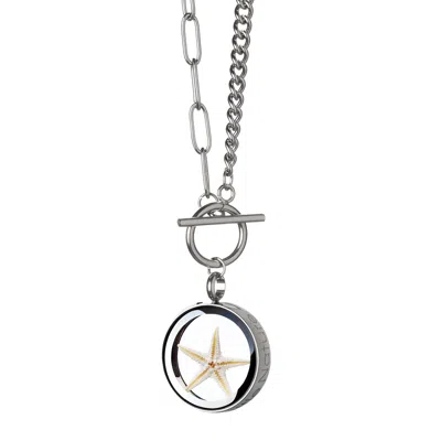 My Little Nature Women's Silver / Neutrals Handcrafted Natural Starfish Charm Necklace - Toggle Clasp Star-inspired J