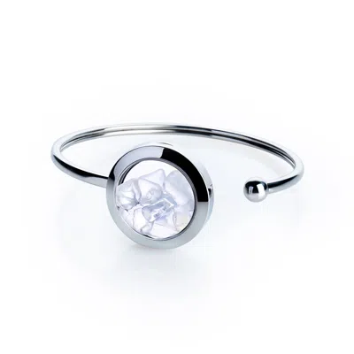 My Little Nature Women's Silver / Neutrals Handmade Opal Crystal Cuff Bracelet – Stainless Steel Jewelry For Creativi