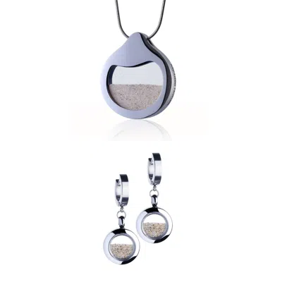 My Little Nature Women's Silver / Neutrals Jewelry Gift Set With Natural Beach Sand - Vacation Holiday