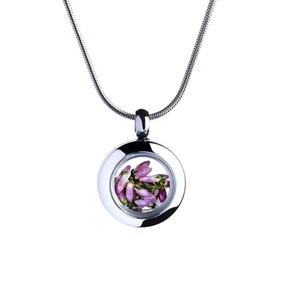 My Little Nature Women's Silver / Pink / Purple Designer Necklace With Tiny Scottish Heather Blossoms – Elegant Handc