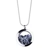 My Little Nature Women's Silver / White / Black Crystal Necklace - Snowflake Obsidian Pendant Necklace – Birthstone N