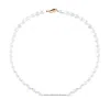 My Little Nature Women's White / Gold Cultured Freshwater Pearls Necklace With Real Gold Plated Tube Detail Handmade  In Multi