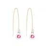 My Little Nature Women's White / Gold Gold-plated Threader Earrings – Handmade Pull-through Dangling Earrings With Wh In Multi