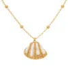 My Little Nature Women's White Natural Seshell Necklace With Gold Plated Chain In White