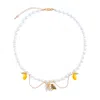 My Little Nature Women's White / Yellow Handmade Pearl Necklace With Lemon And Flower Charms - Lemon Theme Wedding Ac In Multi