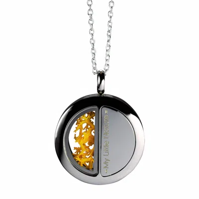 My Little Nature Women's Yellow / Orange / Silver Artisan Pendant Necklace With Real Yellow Moss – Handcrafted Nature