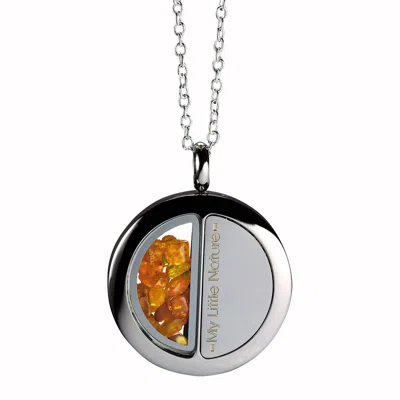 My Little Nature Women's Yellow / Orange / Silver Necklace With Natural Amber – Handcrafted Jewelry With Genuine Gems
