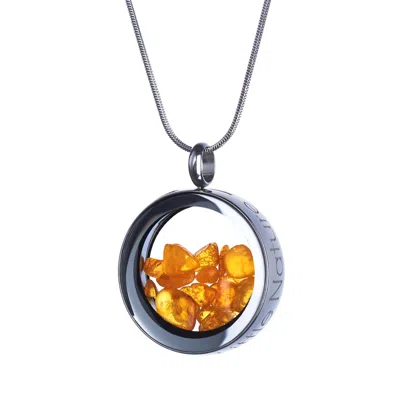 My Little Nature Women's Yellow / Silver Designer Jewelry Statement Necklace  With Natural Amber Stones - November Bi In Multi