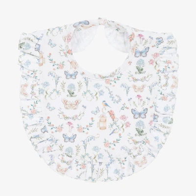 My Little Pie Baby Girls White Cotton Flora Print Bib