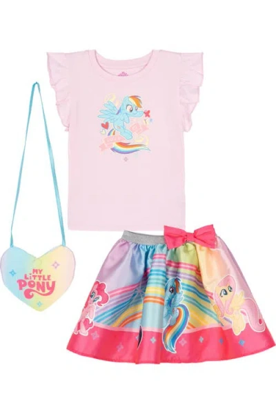My Little Pony Kids'  Satin Skirt And Top Set With Bag In Pink