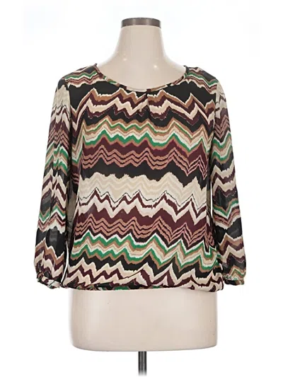 Pre-owned My Michelle 3/4 Sleeve Blouse In Brown