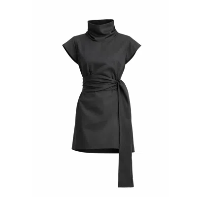 My Mokondo Women's Black Curly House High Collar Dress