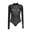 My Mokondo Women's Black Mesh Body Roll Neck In Black