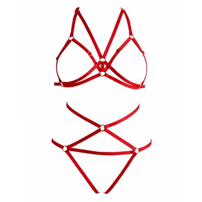 My Mokondo Women's Isiban Red Lingerie Harness Set