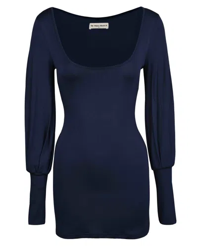 My Mum Made It Balloon Sleeve Mini Dress In Navy