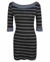 My Mum Made It Boat Neck Stripe Dress In Sea Stripe