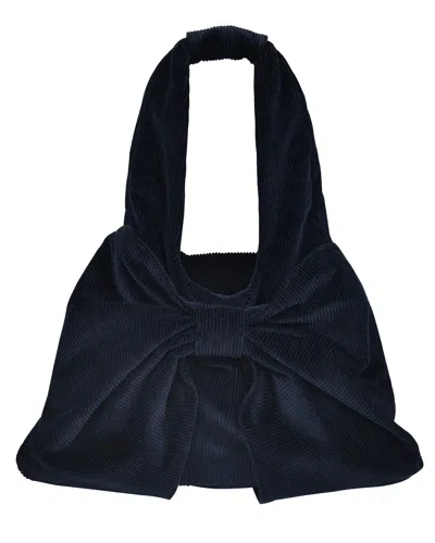 My Mum Made It Bow Tote Bag In Navy Corduroy