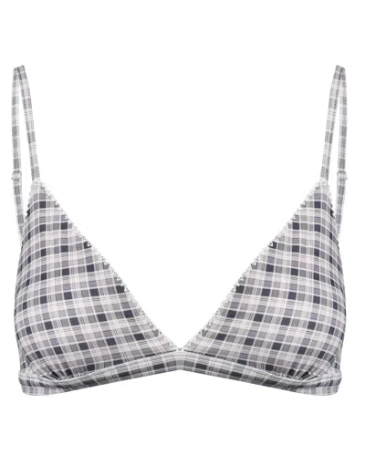 My Mum Made It Breeze Bikini Top In Faded Blue Check