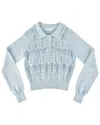 My Mum Made It Buttoned Lace Knit Pullover In Blue
