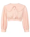 My Mum Made It Collar Crop Blouse In Peach