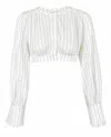 My Mum Made It Cotton Gather Blouse In Pacific Stripe