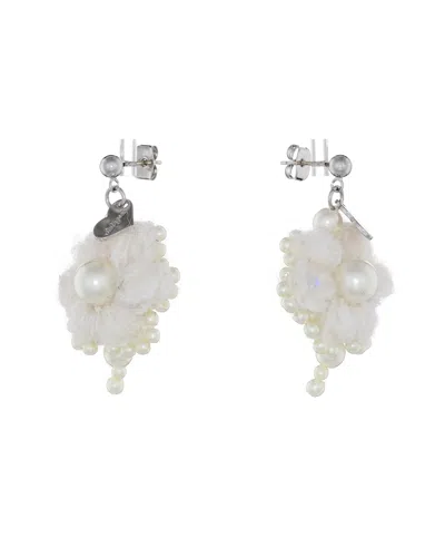 My Mum Made It Crochet Pearl Flower Earrings