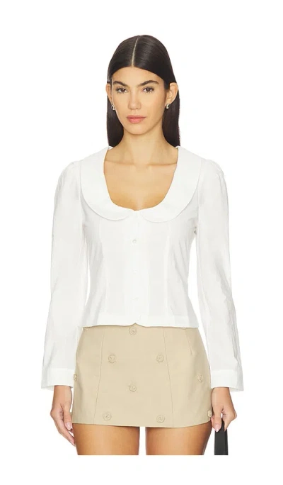 My Mum Made It Curved Collar Button Shirt In White