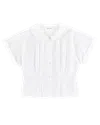 My Mum Made It Curved Collar Cap Sleeve Shirt In White