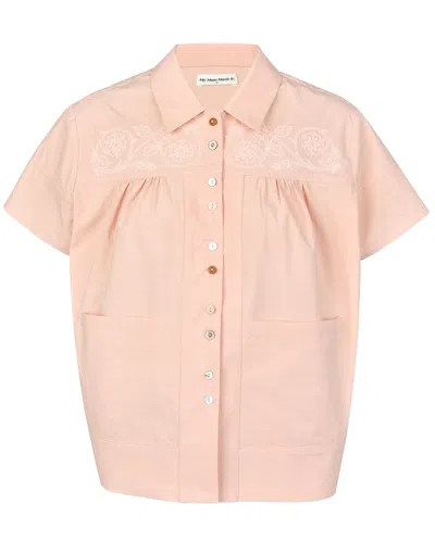 My Mum Made It Embroidery Pocket Shirt In Peach