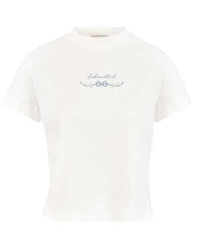 My Mum Made It Exhausted Embroidery Fitted T-shirt In White