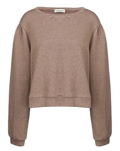 My Mum Made It Fleece Logo Crewneck In Oak Stripe