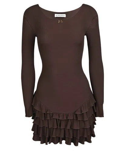 My Mum Made It Frill Long Sleeve Dress In Dirt