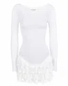 My Mum Made It Frill Long Sleeve Dress In White Lace